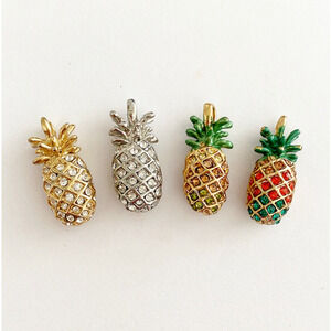 4 3D Rhinestone Pineapple Pendants